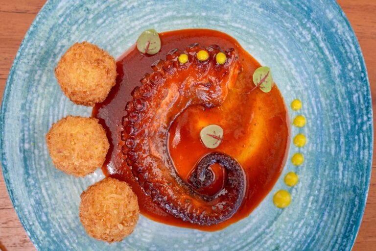 Sherry braised and grilled Spanish octopus. Served with ancho chili sauce